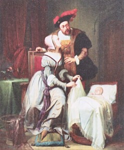 Karl V. mit seiner flämischen geliebten Johanna van der Ghest und ihrer gemeinsamen Tochter Johanna/Gemälde von Canéel/Museum Gent