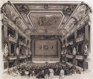 Zuschauerraum des wiederaufgebauten kgl. Opernhauses Berlin, 1844, Illustrirte Zeitung Nr. 88, Berlin 1845/Wiki