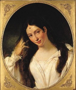 Die "KLonkurrenz": Maria Malibran, selber Spanierin, als Desdemona in Rossinis "Otello/Gemälde von Bouchot/OBA