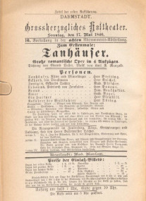 "Tanhäuser"-Programmzeittel der Erstaufführung 1846/OBA