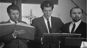 Bei der Aufnahme von brittens Kantate "The fiery furnace" 1957: Roger Brenner, John Shirley-Quirk und Robert Tear/Decca/Youtube