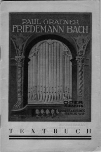 Paul Graener_Textbuch Friedemann Bach_Bote&Bock Berlin 1931
