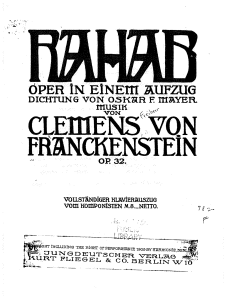 Paul Graener: Klavierauszug zu Clemens von Franckensteins eigener Oper "Rahab"/OBA