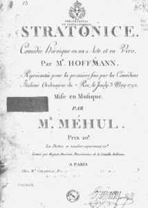 Méhul: Cover für das Libretto der "Stratonice" (Palazetto bru zane)