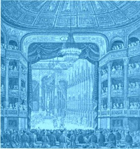 "Les Bayadéres": Das Innere der Salle Pelletier, wo die Oper zur Eröffnung des Hauses 1821 gegeben wurde/Bibliothèque Musée Opéra/Palazetto