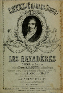 "Les Bayadéres": Einband der Klavierreduktion von Vincent d´Indy/OBA