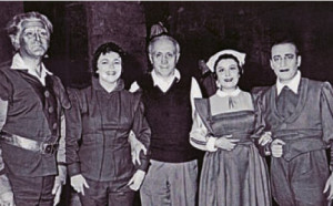 "Fidelio", Athen 1957: Martha Mödl und der Dirigent Horenstein in der Mitte umrahmt von Deszö Ernster, Zoe Vlachopoulos und Aristo Padazinakos/Archipel