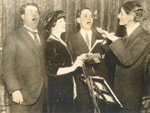 "La Nave": The composer/conductor rehearsing the cast - Montmezzi, Raisa, Dolci, Crimi, Chicago, 1919/Grattacielo