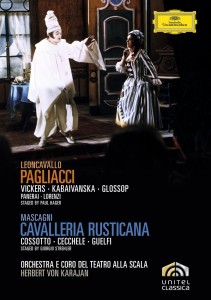 Das große Foto oben ist ein Screnshot auf der Pagliacci-Verfilmung unter der Leitung von Karajan.