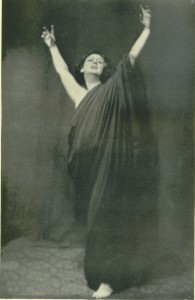 Isadora Duncan in La Marseillaise, 1916. Ann Cooper Albright writes, "Duncan was famous for being able to galvanize space in her solo performances." (Photo by Arnold Genthe.)/ danceheritage.org