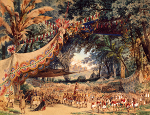 "Atahualpa": Bühnenbild zu Gomez´"Guarany"/ Wiki