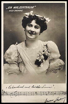 Operette: Mizzi Zwerenz 1907 als Fanni Steingruber in der Operette "Ein Walzertraum"/ Wiki