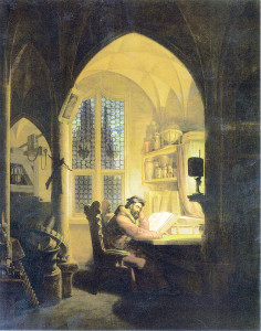 Da steh' ich nun, ich armer Tor, und bin so klug als wie zuvor": Faust in seiner Studierstube auf einem Gemälde von Georg Friedrich Kersting (1785 - 1847). Foto: Wikipedia